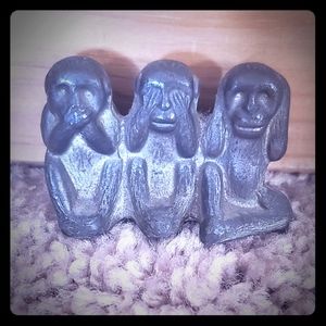 VINTAGE 3 WISE MONKEY PEWTER FIGURINE